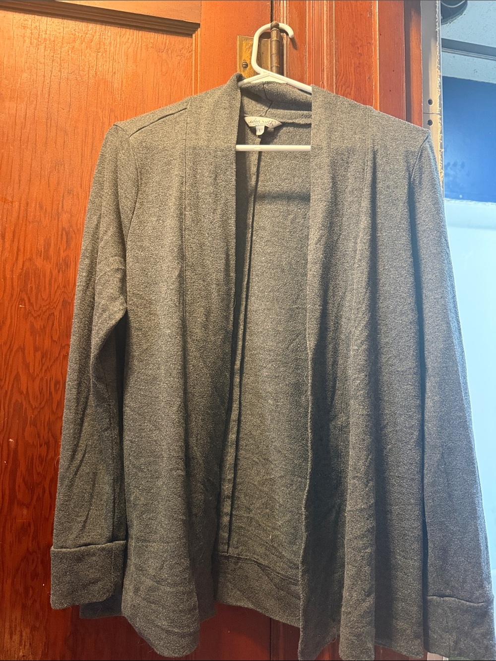 Classic Open-Front Gray Cardigan Sweater